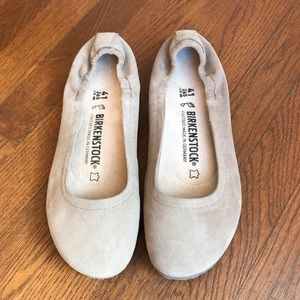 Birkenstock Suede Celina Ballet Flats in Cream Sz 41
